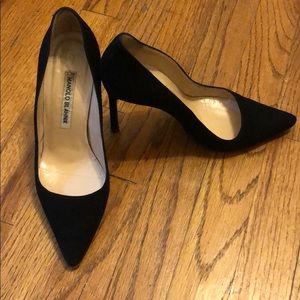 Manolo Blahnik Black Suede Heels Pumps 36.5